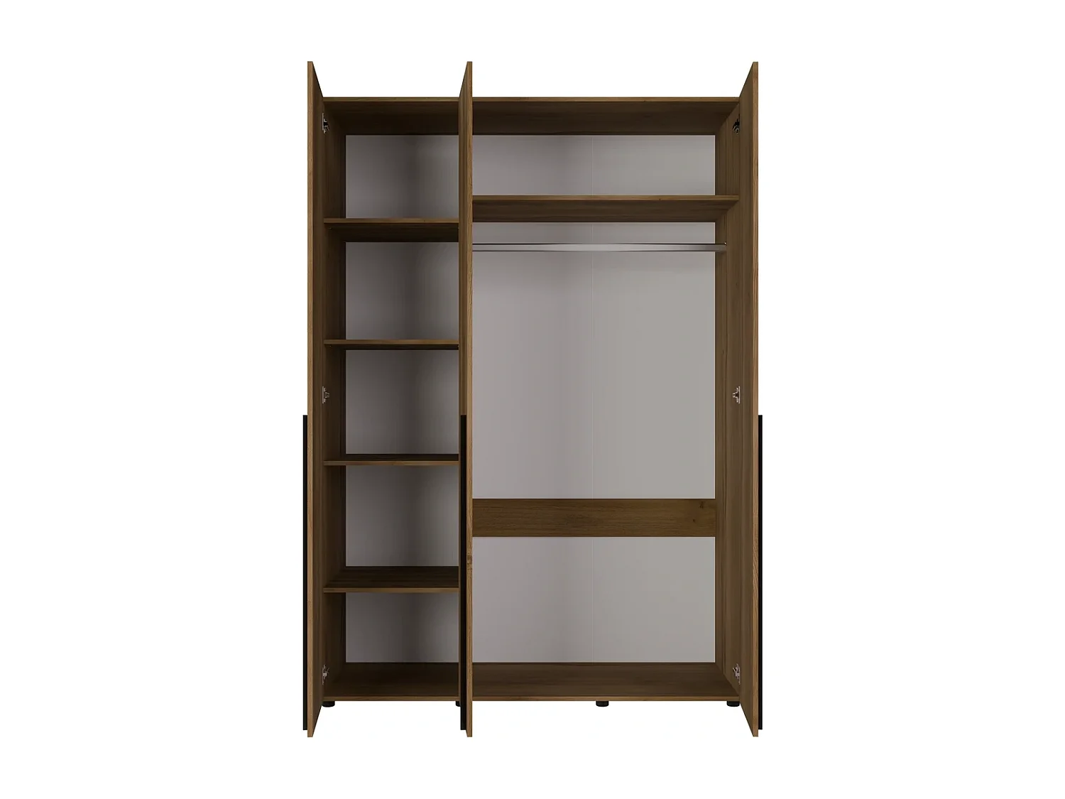 Kleiderschrank Arni 150 cm - 3 Drehtüren Eiche Gold Barock - Kleiderstange und Einlegeböden