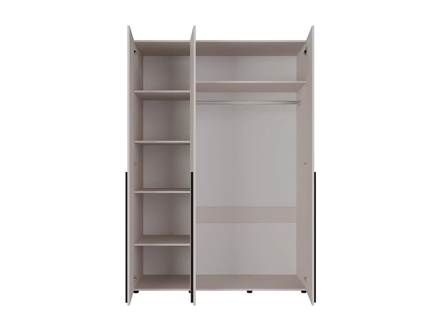 Kleiderschrank Arni 150 cm - 3 Drehtüren Kaschmir - Kleiderstange und Einlegeböden