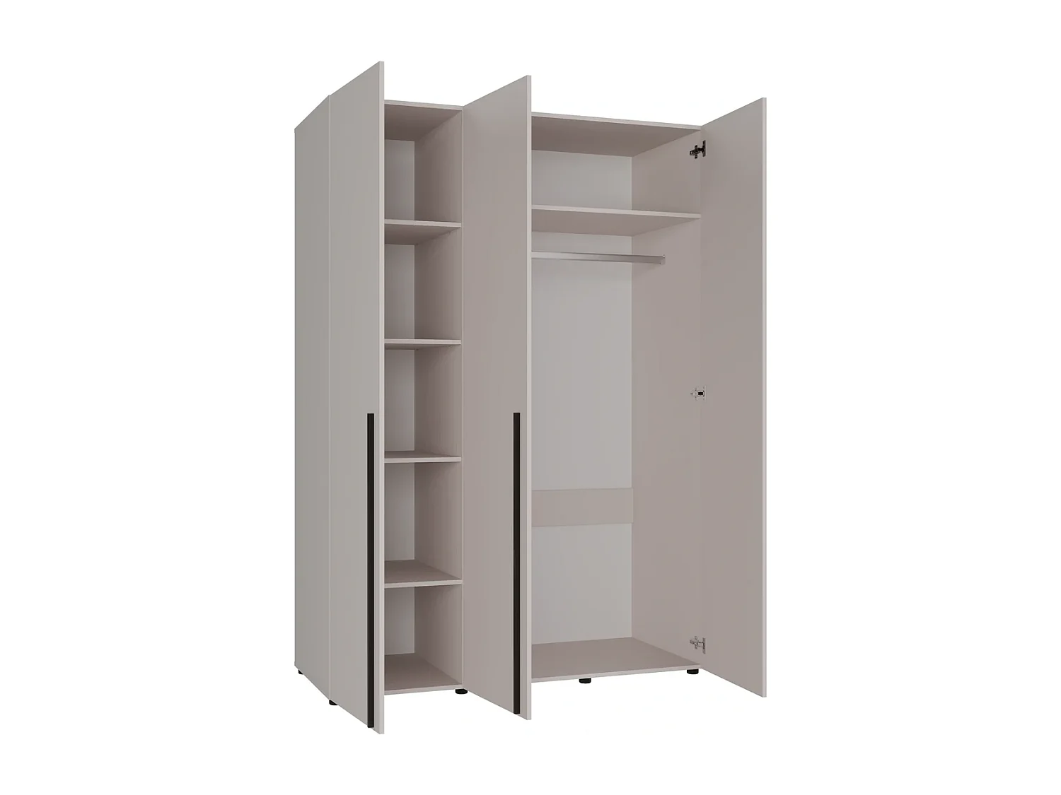 Kleiderschrank Arni 150 cm - 3 Drehtüren Kaschmir - Kleiderstange und Einlegeböden
