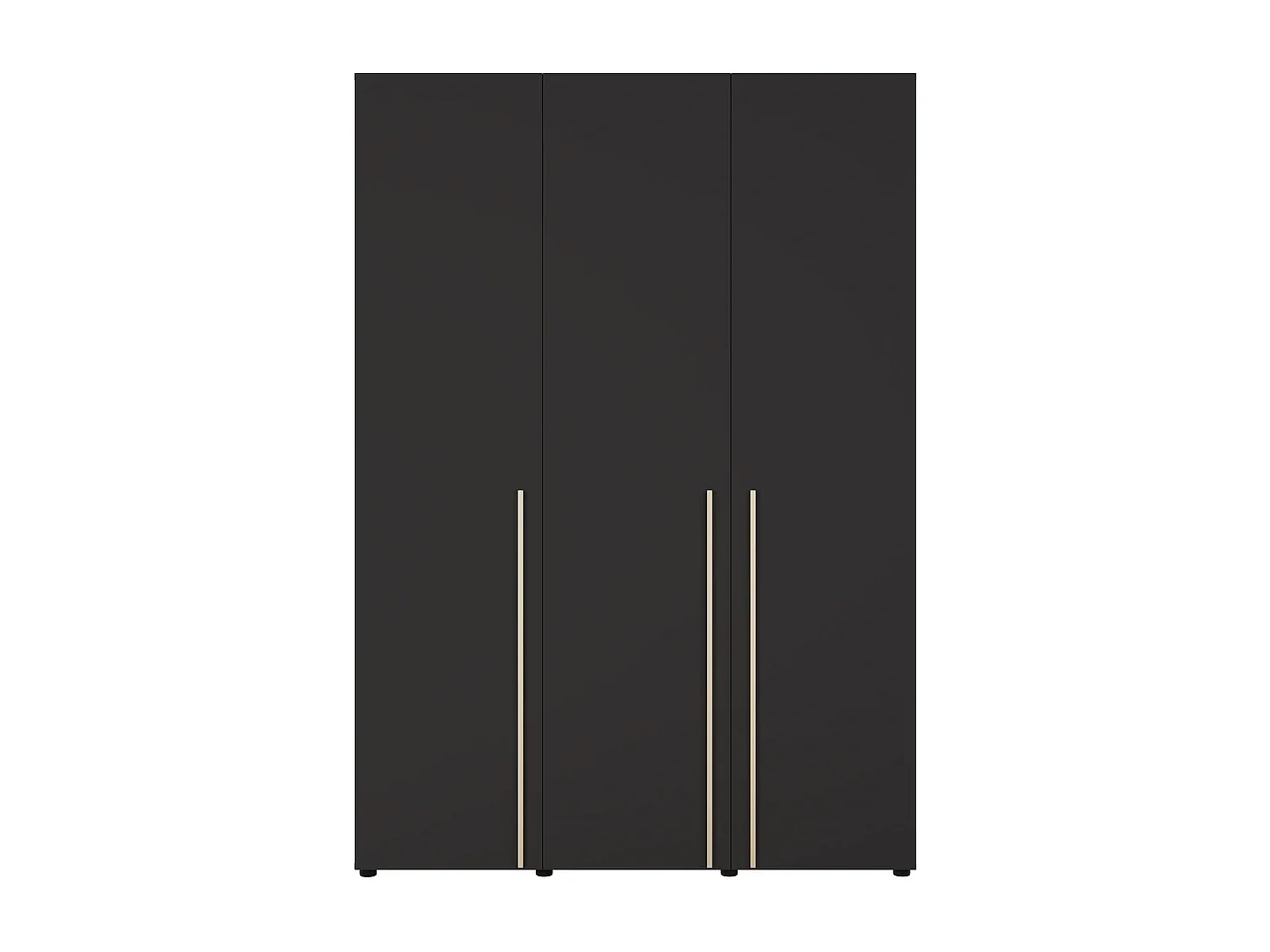 Kleiderschrank Arni 150 cm - 3 Drehtüren Schwarz Matt - Kleiderstange und Einlegeböden