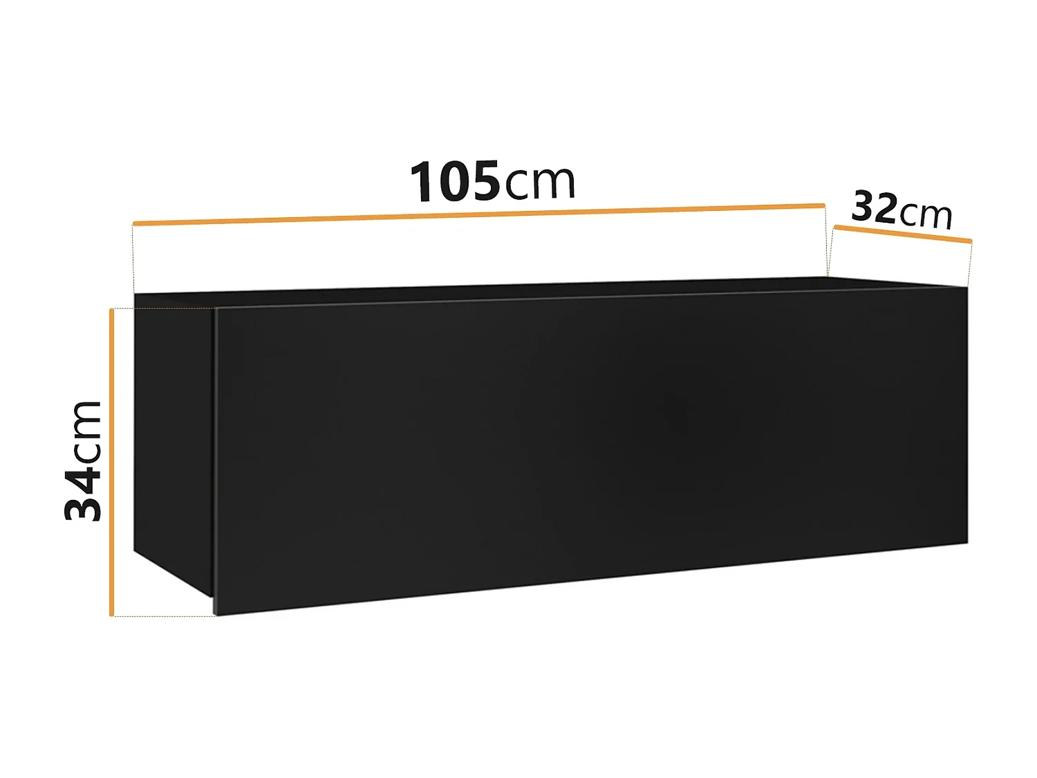 Meuble Haut Horizontal Montreal 105 cm - Noir / Noir Brillant