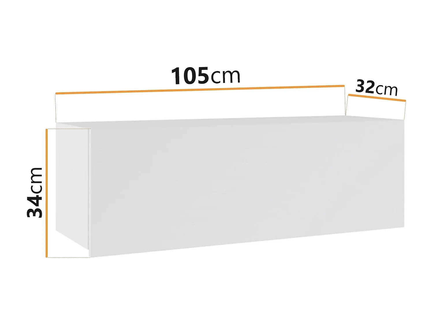 Meuble Haut Horizontal Montreal 105 cm - Blanc / Blanc Brillant