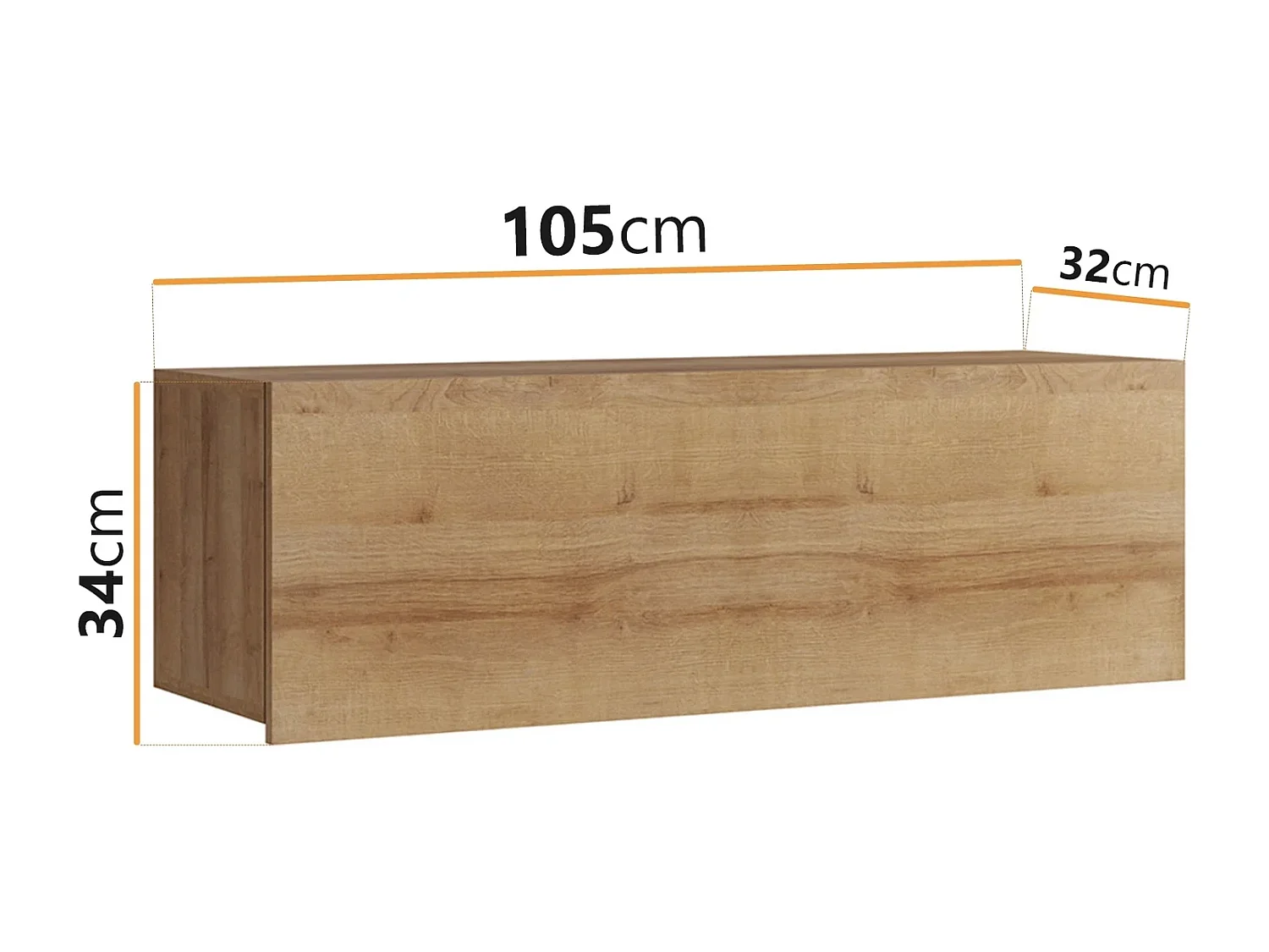 Meuble Haut Horizontal Montreal 105 cm - Chêne Doré
