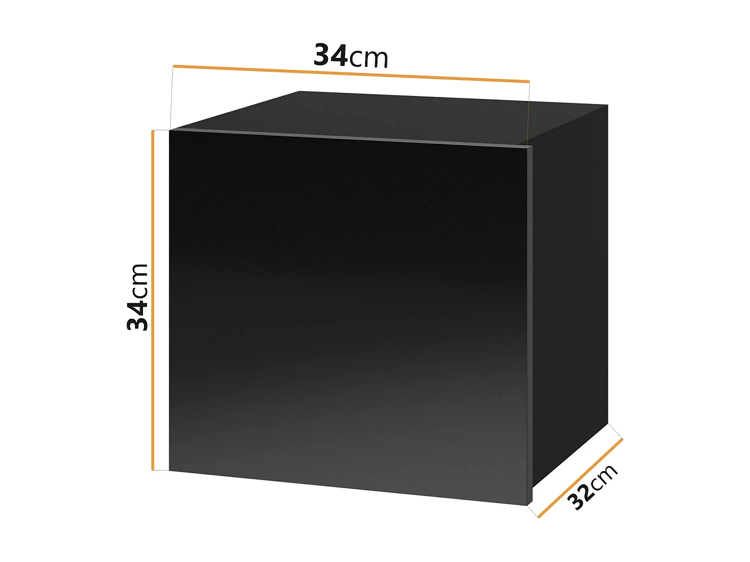 Cube Mural de Rangement Montreal 34 cm - Noir / Noir Brillant