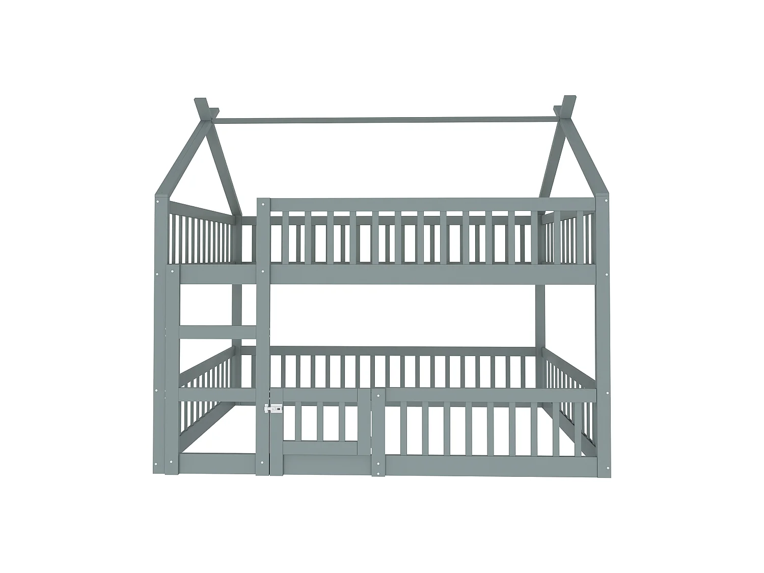 Familie stapelbed 140x200 cm – Massief grijs hout met trap