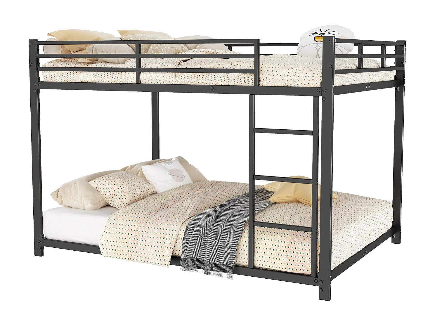Lit superposé enfant 140x200 cm métal noir – Design classique pour enfants et ados