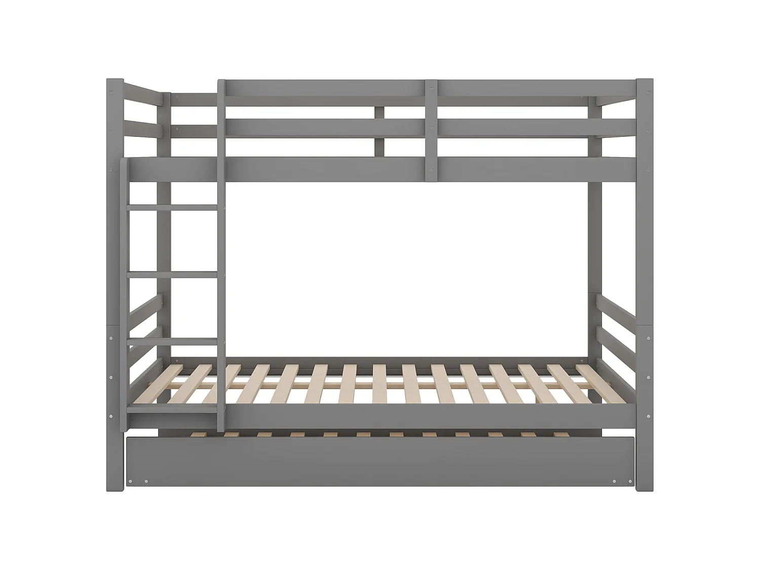 Stapelbed 140x200 cm met uitschuifbed 90x190 cm – Grijs met ladder