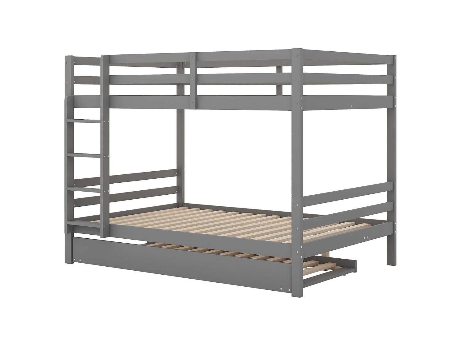 Stapelbed 140x200 cm met uitschuifbed 90x190 cm – Grijs met ladder