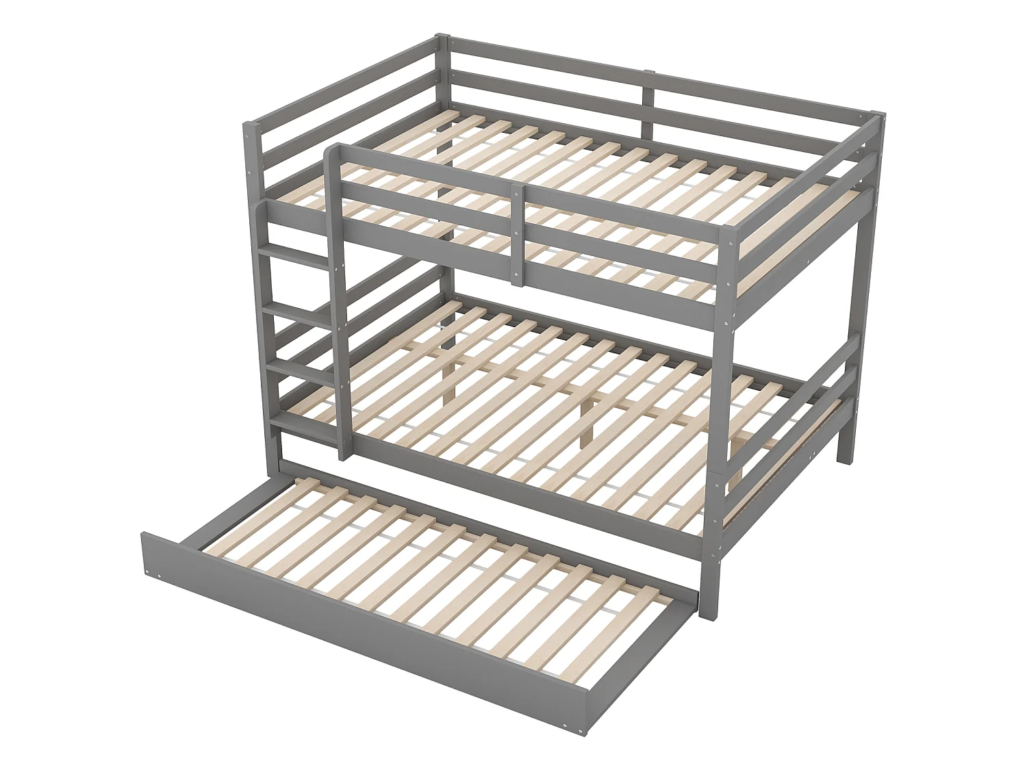 Stapelbed 140x200 cm met uitschuifbed 90x190 cm – Grijs met ladder