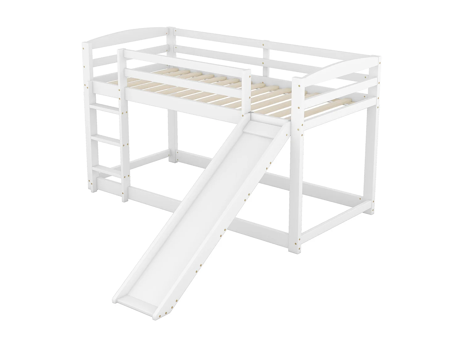Lit superposé enfant et ado 90x200 cm – Toboggan, bois massif blanc, montage facile