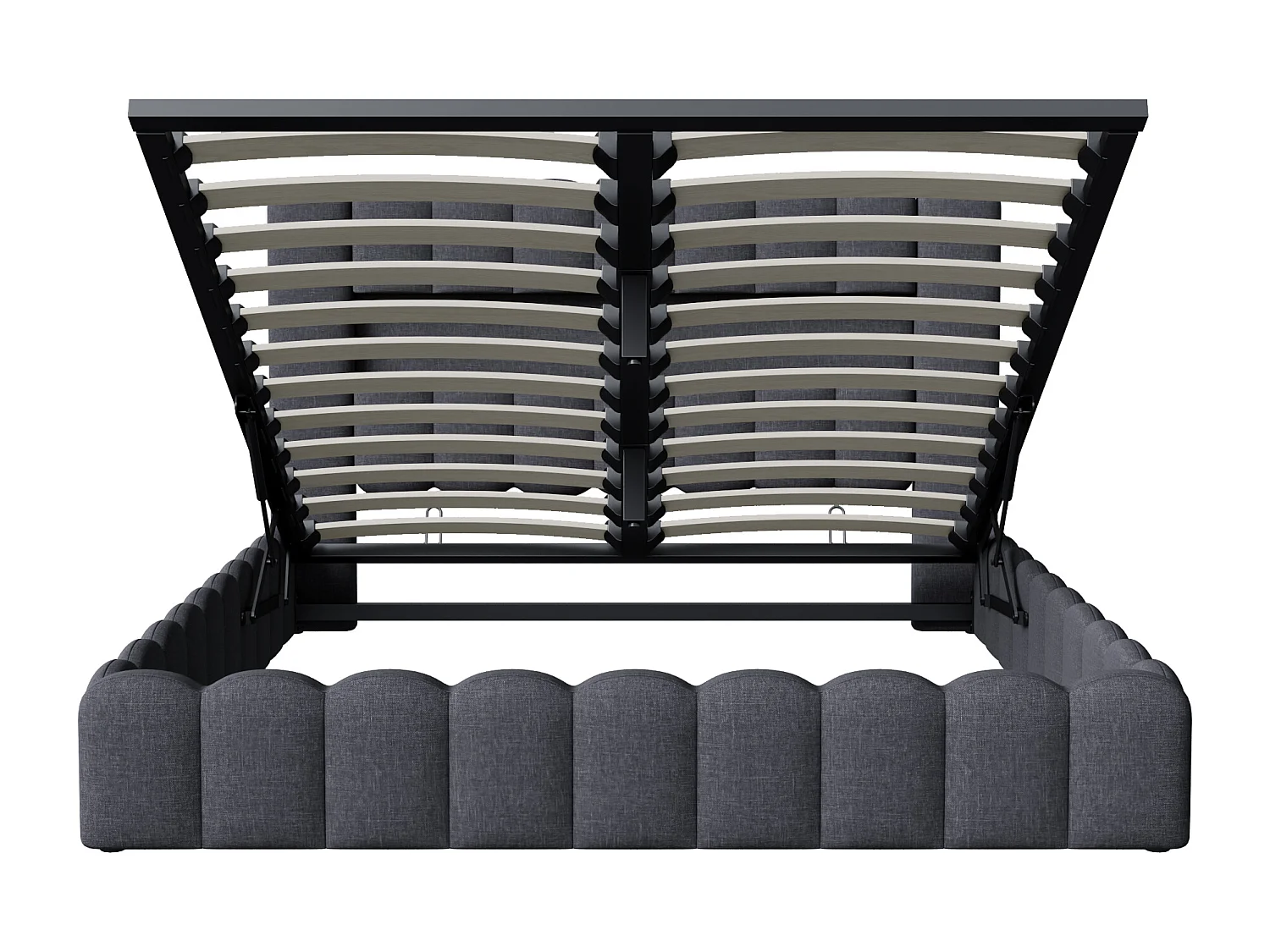 Lit adulte 140x200 avec sommier tapissier – Rangement intégré – Matériau lin – Ports USB et LED réglables – Capacité 300 kg-Gris anthracite