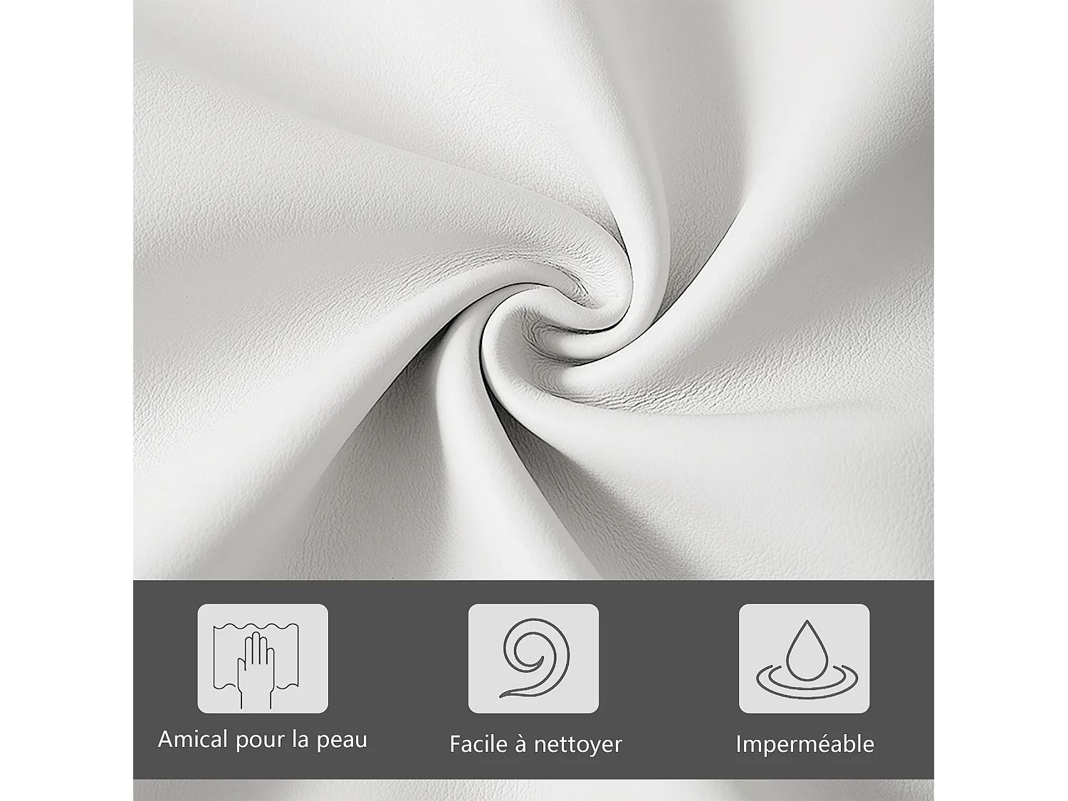 Lit rembourré 140×200 cm avec LED tête de lit – Sommier à lattes bois, blanc