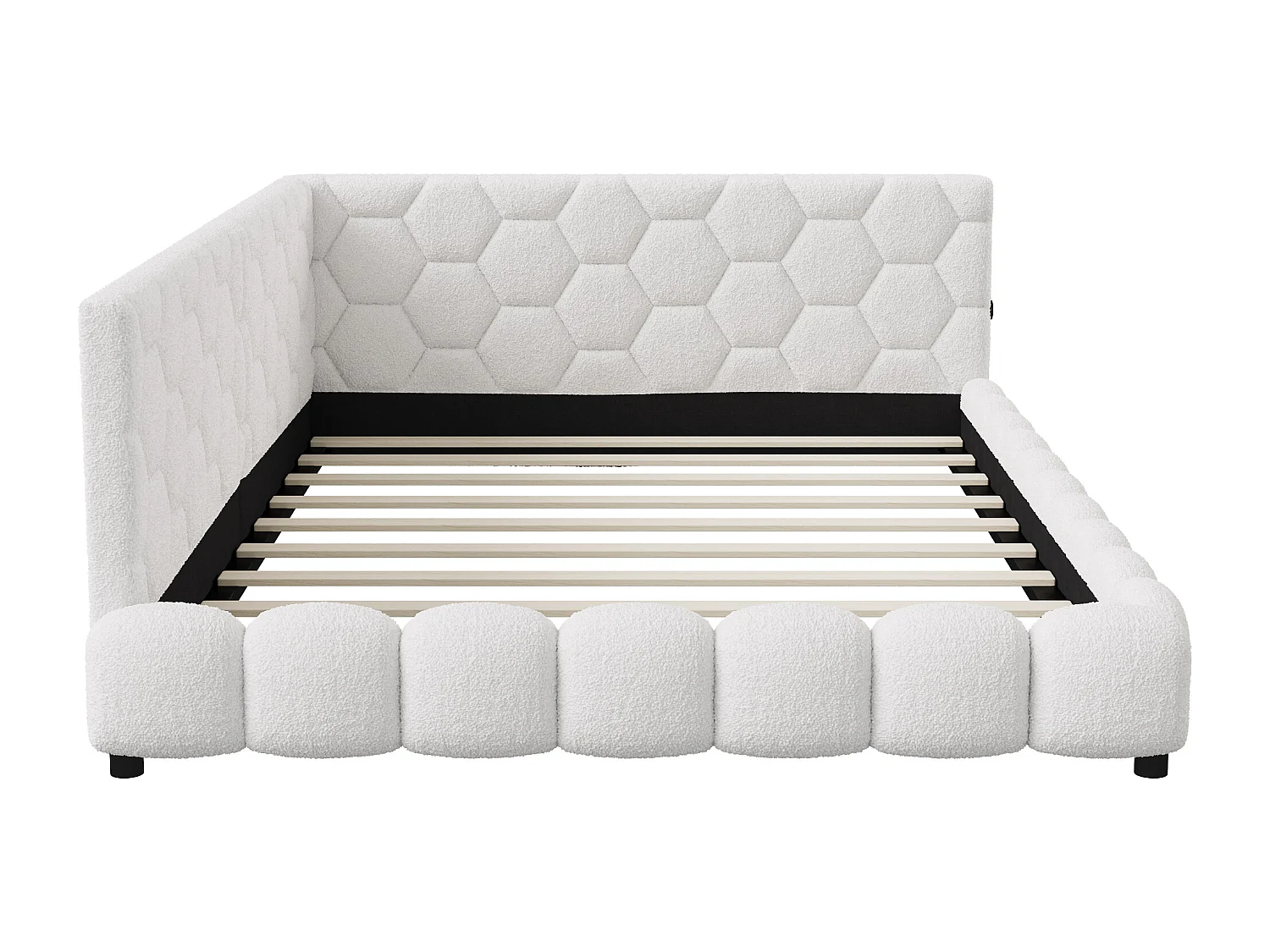 Sofá-cama de 2 lugares 140x200 com iluminação LED de 16 cores e portas USB e Tipo-C, cama de casal estofada com base de ripas, bege