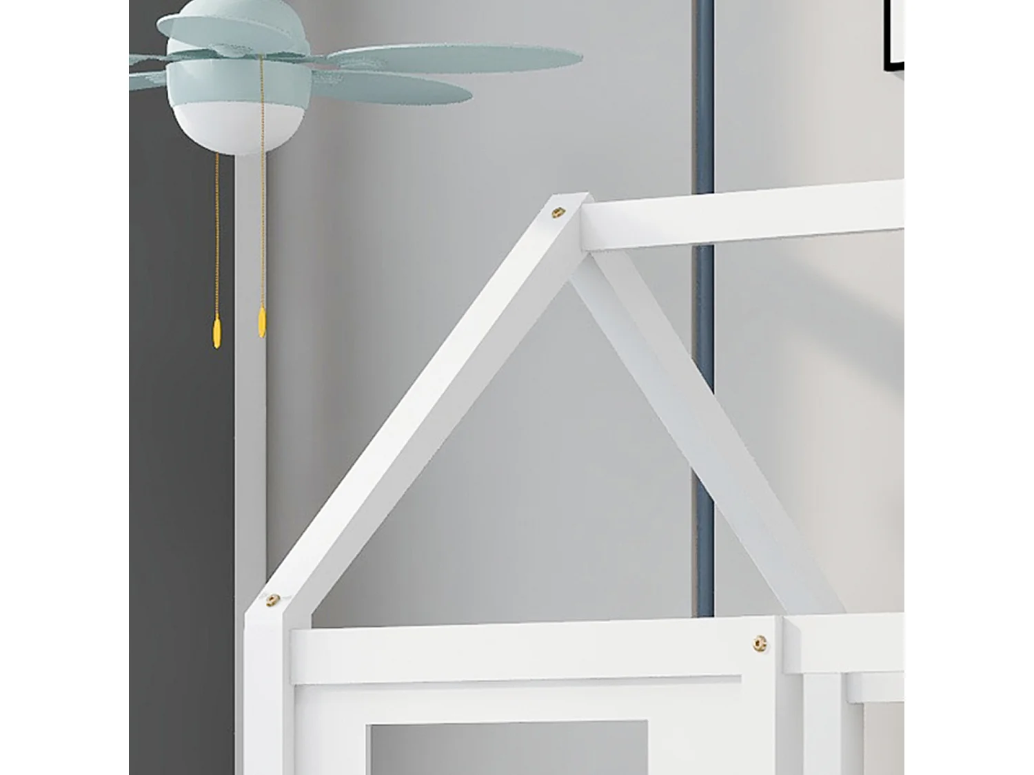 Lit cabane enfant 90x200 cm – Cadre pin + MDF, 2 fenêtres, lit de jour, blanc