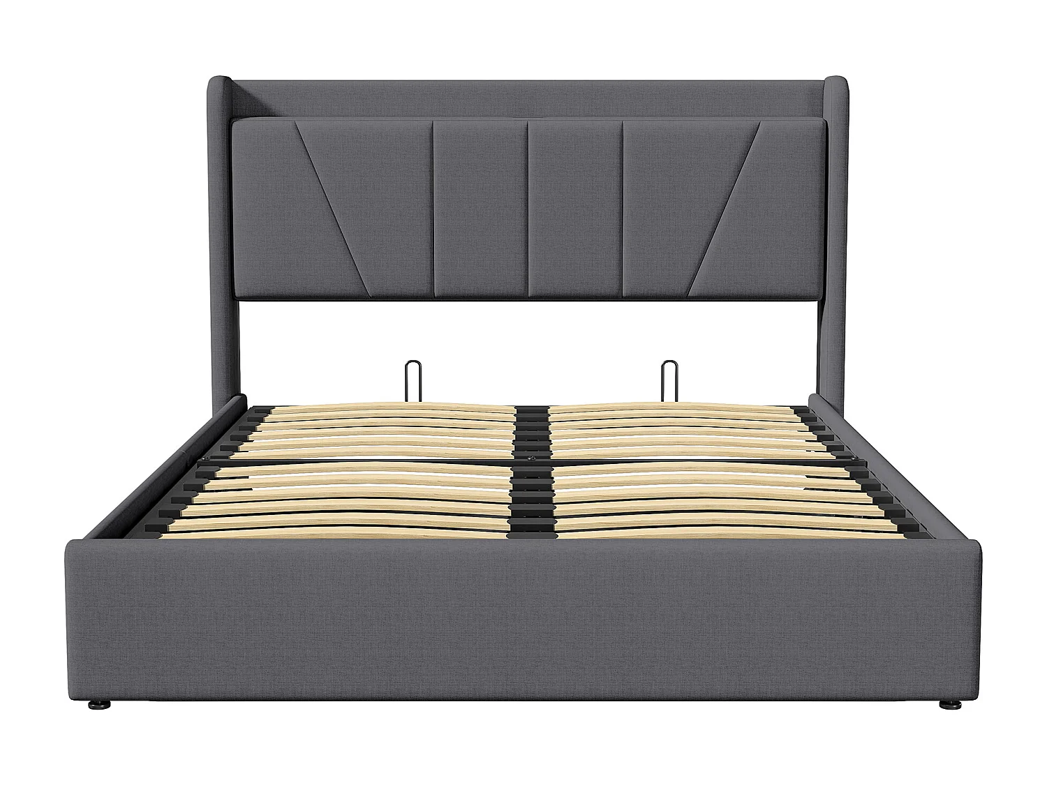 Lit coffre 160×200 cm avec USB/Type-C, sommier à lattes, capitonné – Gris