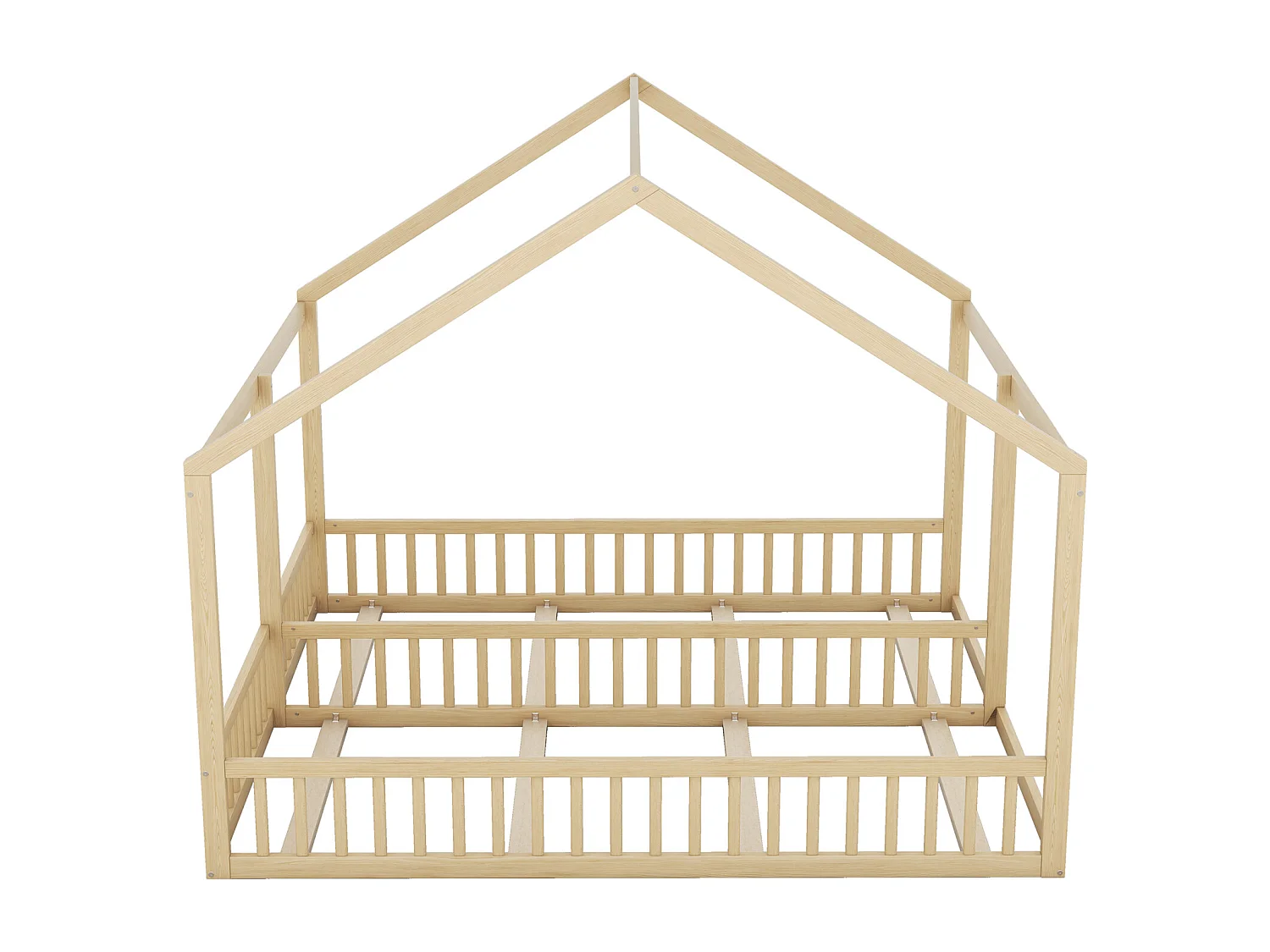 Cama tipo cabaña para 2 niños de 90x200 cm – Cama con forma de casita para 2 niños, color natural