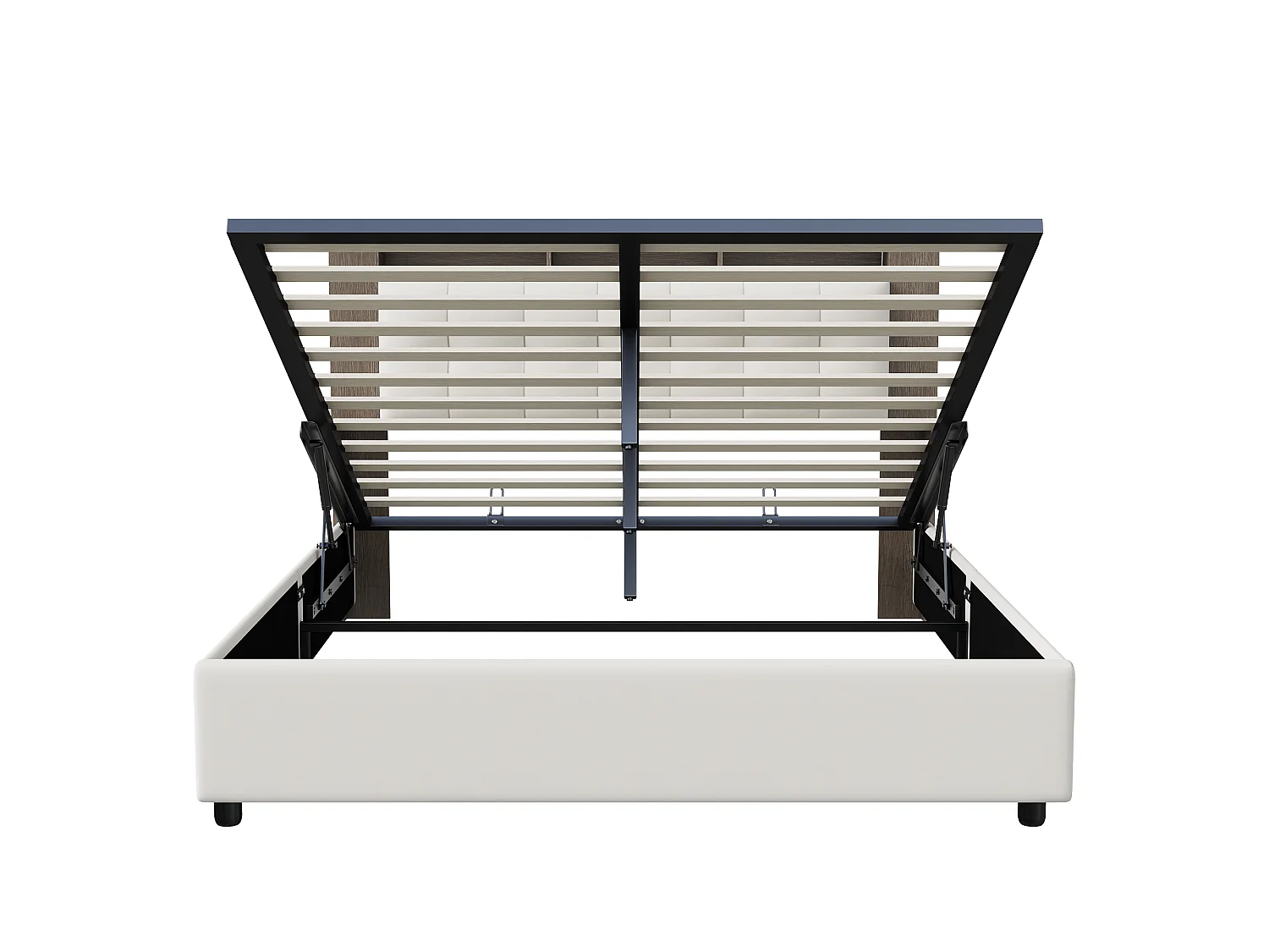Cama almacén terciopelo blanco 160×200 cm, cabecero con almacenamiento, tiras LED, capacidad 300kg