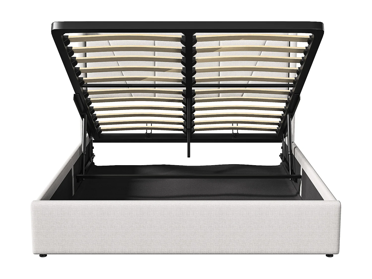 Lit coffre 140×200 cm avec ports USB et Type-C, sommier à lattes – Capitonné beige