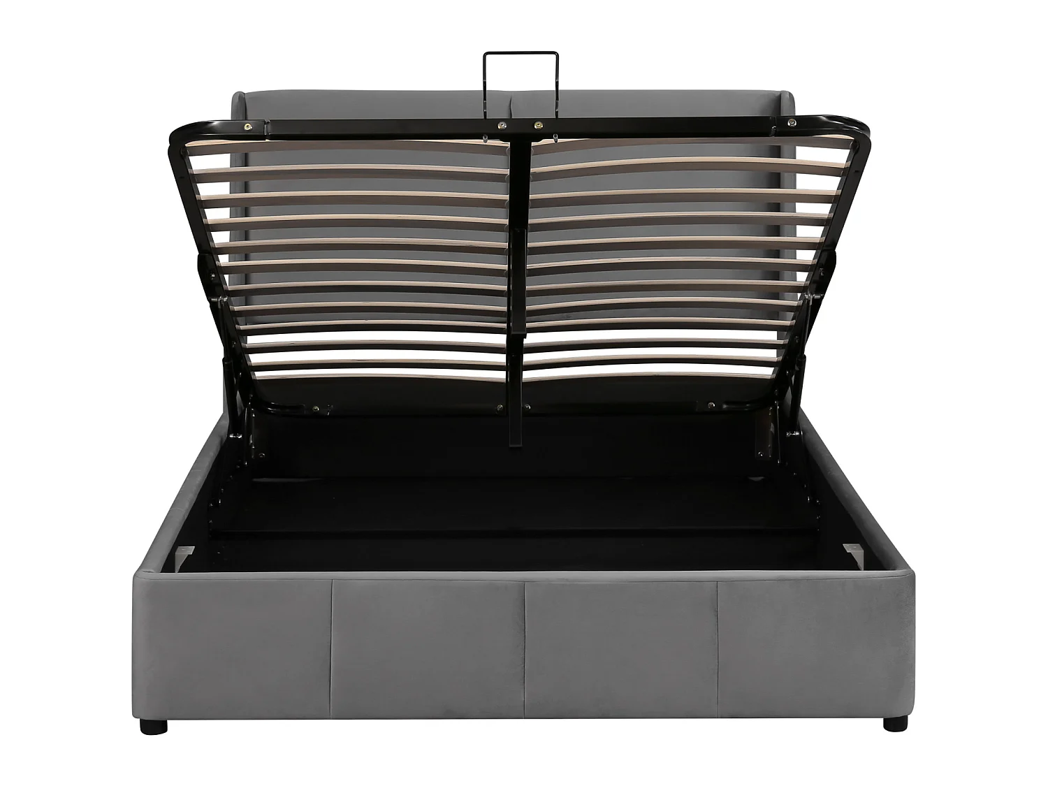 Tweepersoonsbed met opbergruimte 140 x 190 cm - 2 personen - Fluweelstof - Lattenbodem - Grijs - Scandinavische stijl