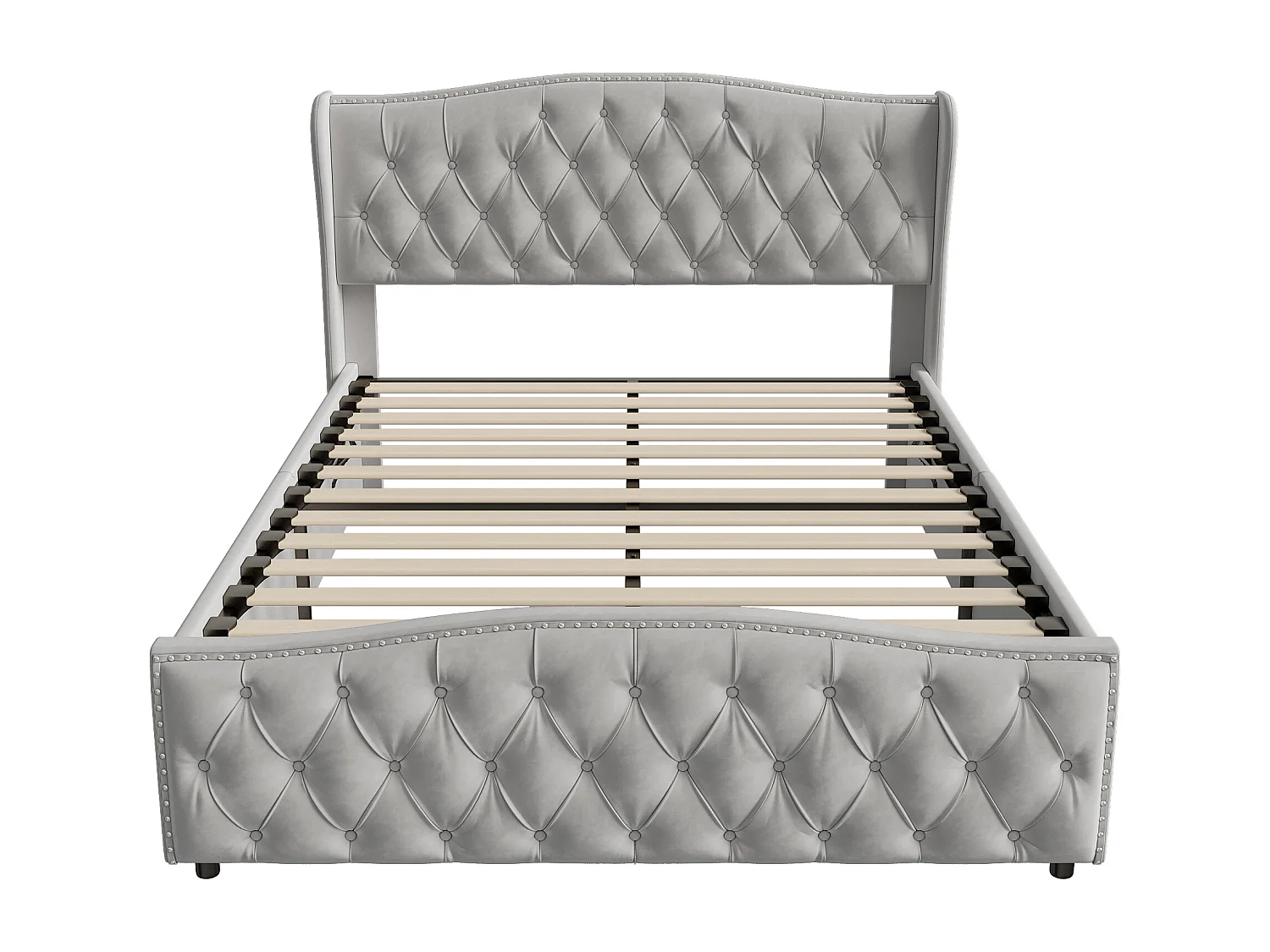 Lit capitonné 140×200 cm avec sommier à lattes et rangement hydraulique – Velours
