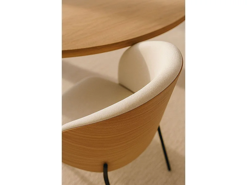 Sillas Comedor - Silla Glacia Tela Blanca con Respaldo Tapizado en Madera