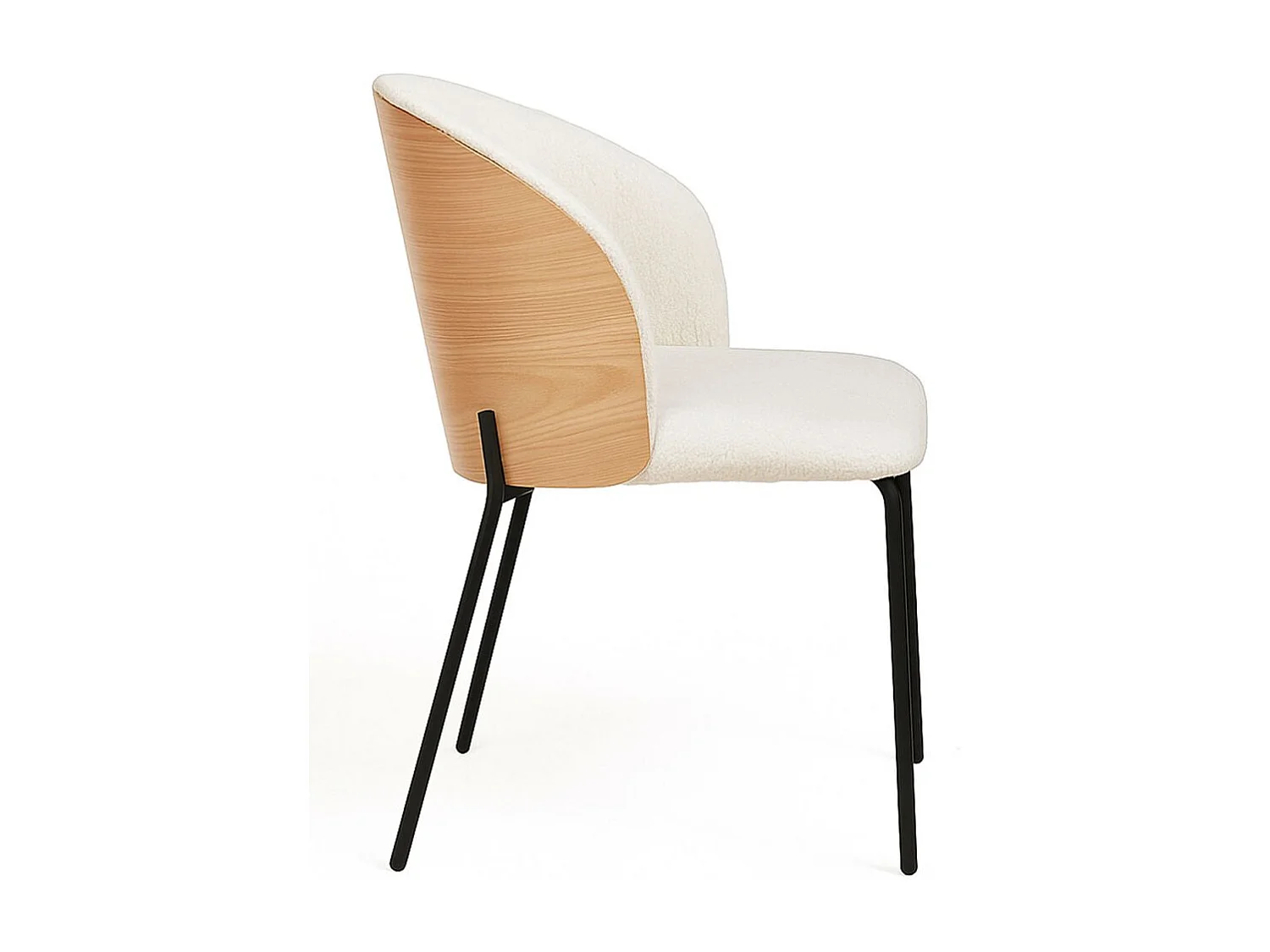 Sillas Comedor - Silla Glacia Tela Blanca con Respaldo Tapizado en Madera