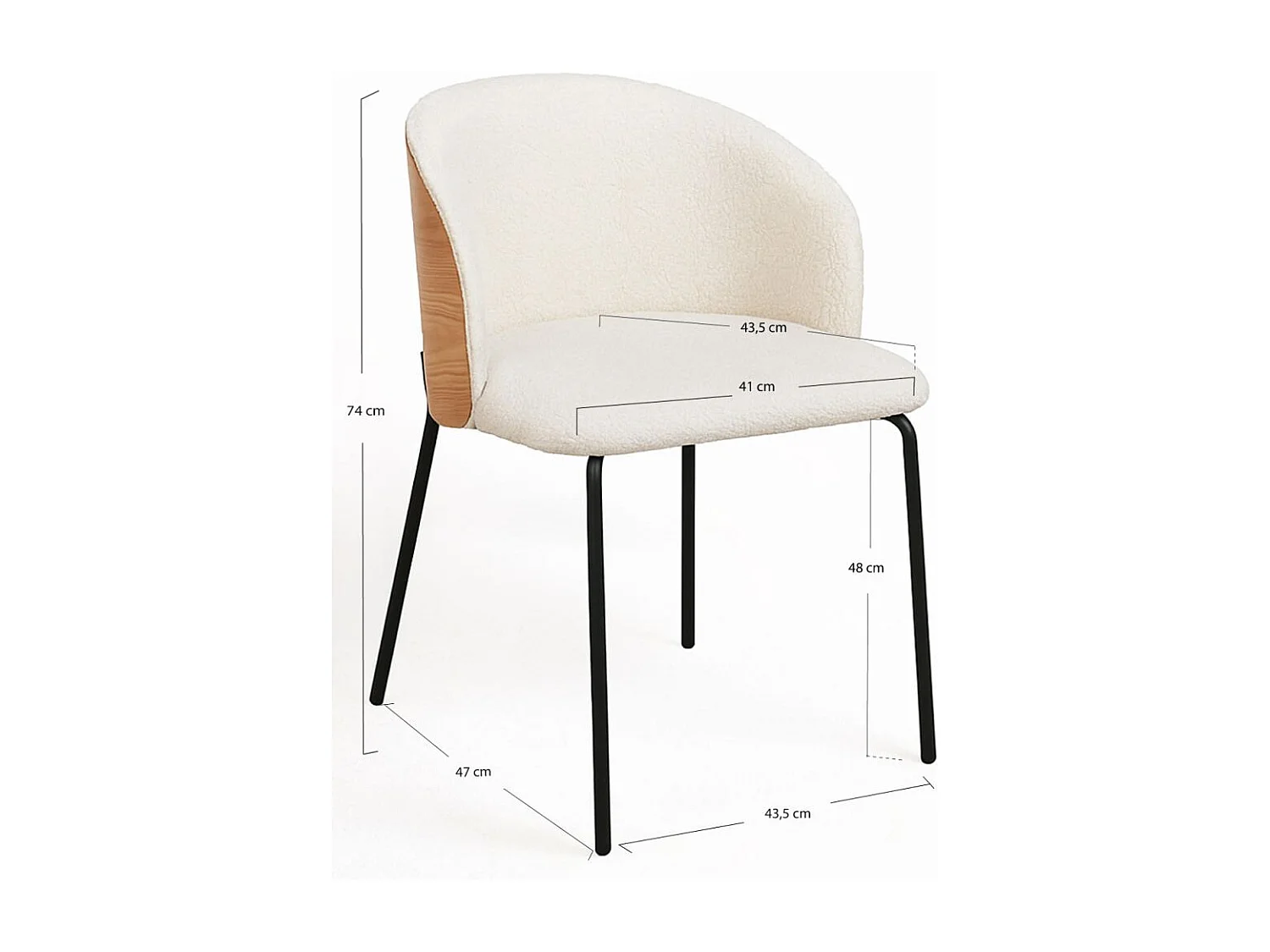 Sillas Comedor - Silla Glacia Tela Blanca con Respaldo Tapizado en Madera
