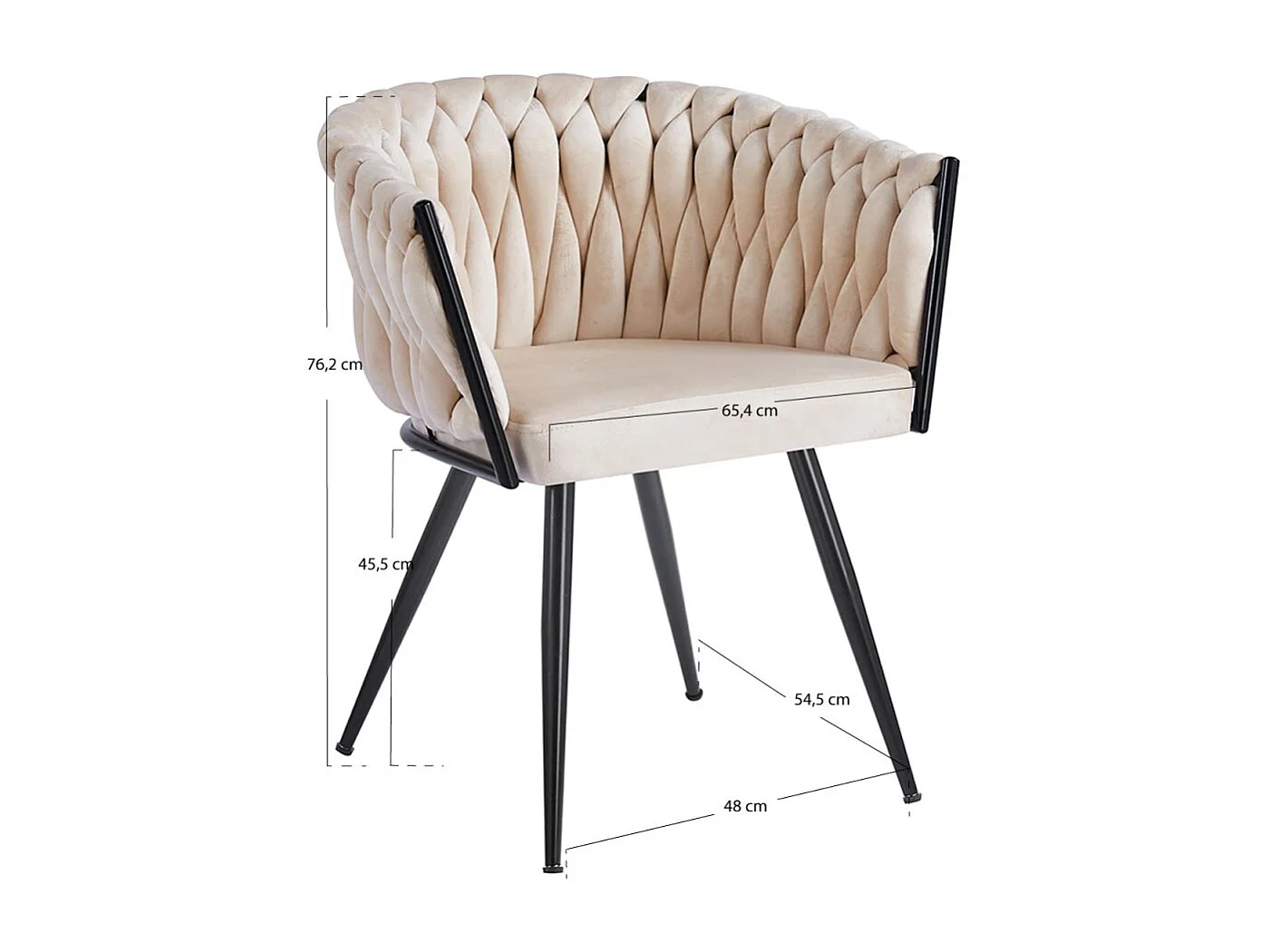 Sillas Comedor - Silla Widny Black Terciopelo - Beige