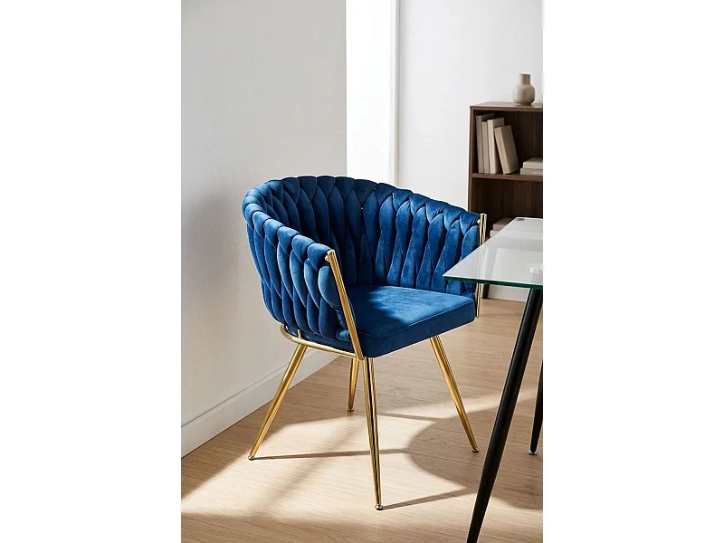 Sillas Comedor - Silla Widny Golden Terciopelo - Azul