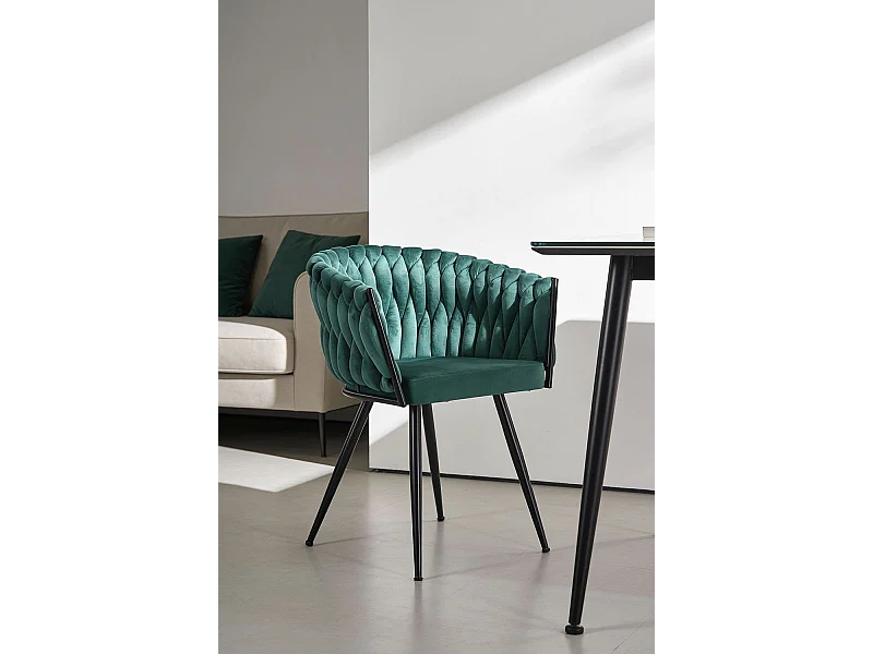 Sillas Comedor - Silla Widny Black Terciopelo - Verde