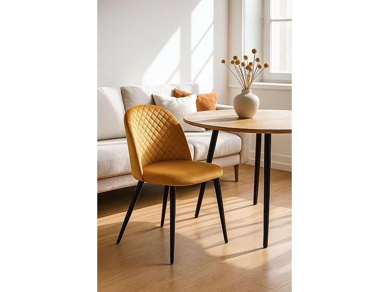 Sillas Comedor - Silla Posa Terciopelo - Mostaza
