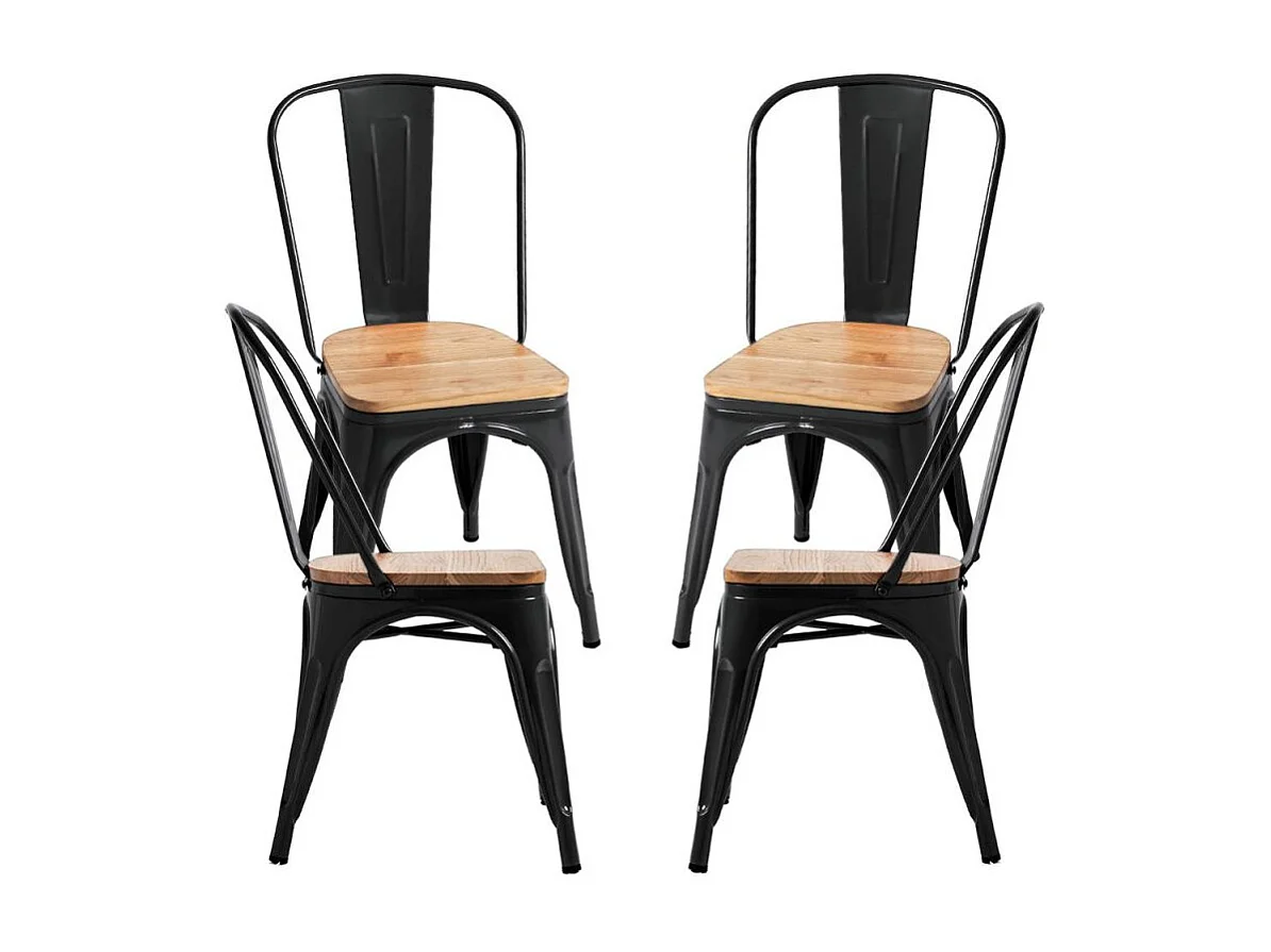 Packs Sillas Comedor - Pack 4 Sillas Torix Madera Natural - Negro