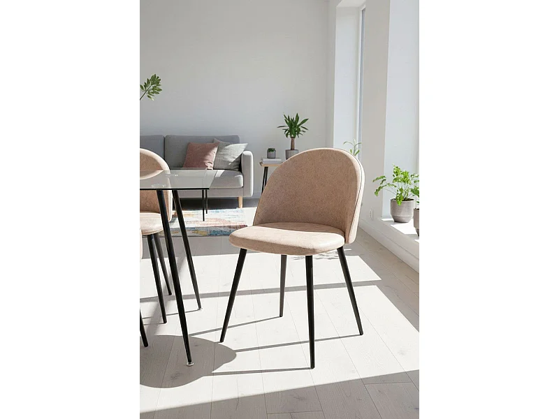 Sillas Comedor - Silla Black Vint Polipiel Vintage - Beige Vintage