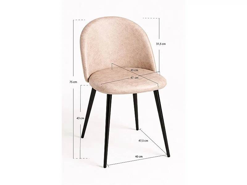 Sillas Comedor - Silla Black Vint Polipiel Vintage - Beige Vintage