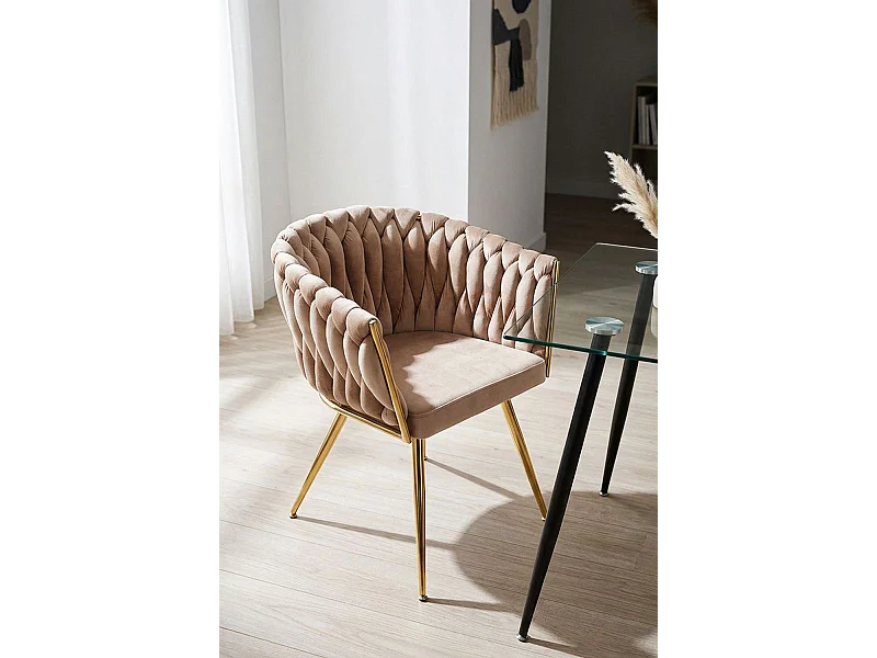 Sillas Comedor - Silla Widny Golden Terciopelo - Champán