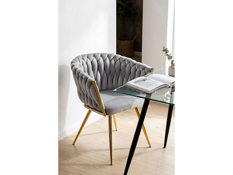 Sillas Comedor - Silla Widny Golden Terciopelo - Gris claro