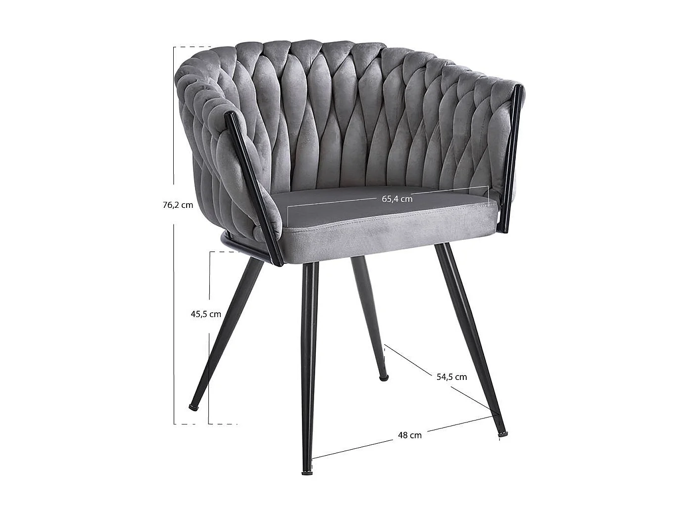 Sillas Comedor - Silla Widny Black Terciopelo - Gris oscuro