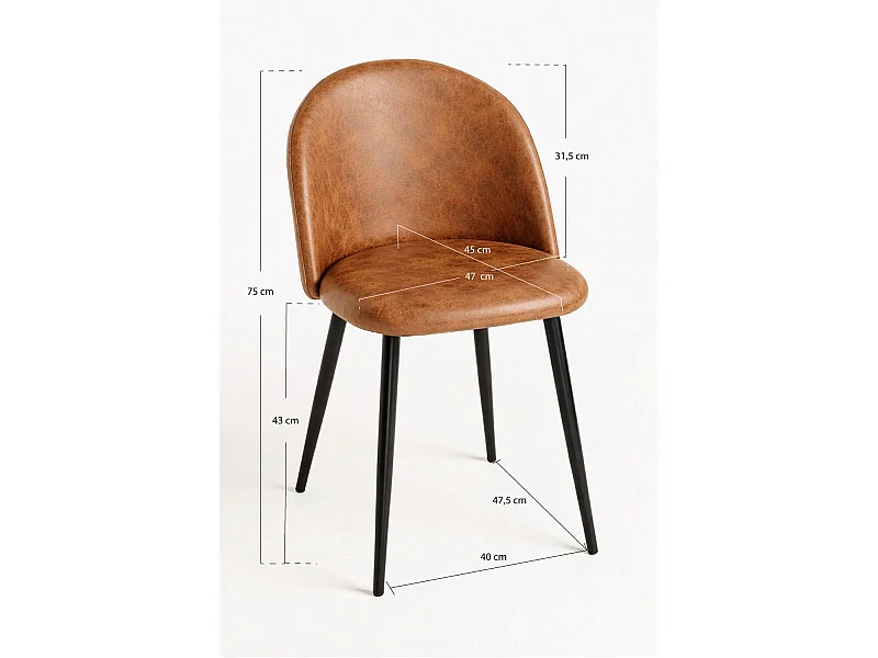 Sillas Comedor - Silla Black Vint Polipiel Vintage - Camel Vintage