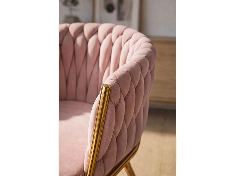 Sillas Comedor - Silla Widny Golden Terciopelo - Rosa