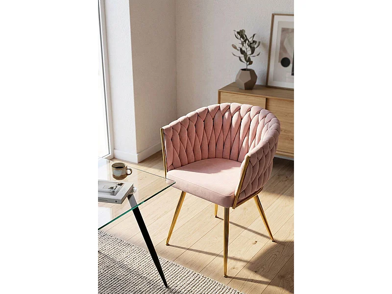Sillas Comedor - Silla Widny Golden Terciopelo - Rosa
