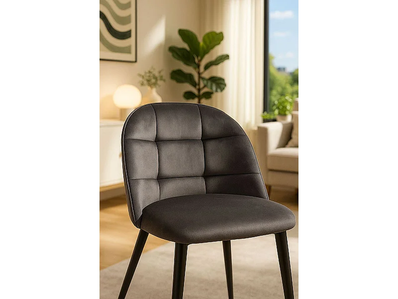 Sillas Comedor - Silla Chal Terciopelo - Gris oscuro