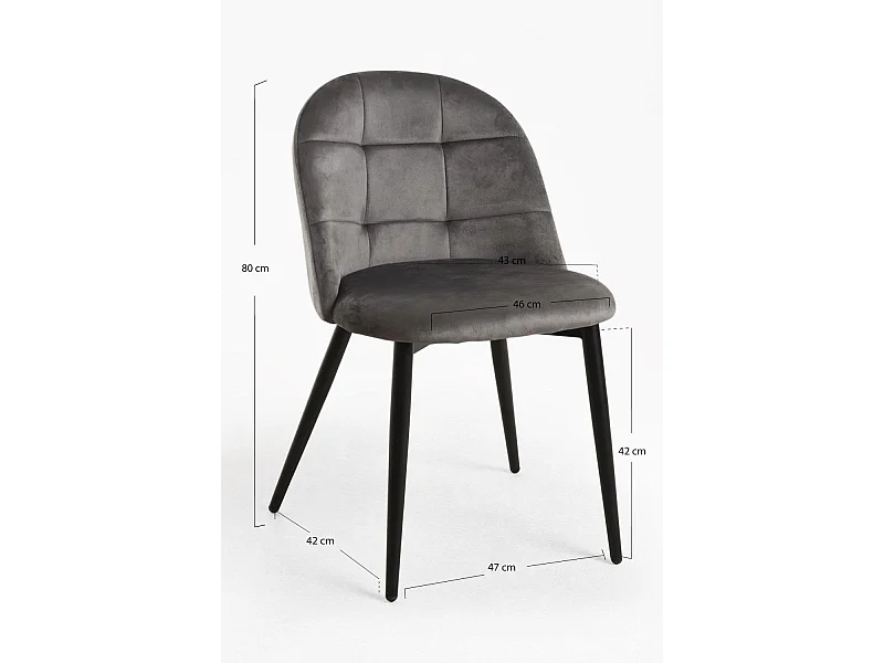 Sillas Comedor - Silla Chal Terciopelo - Gris oscuro