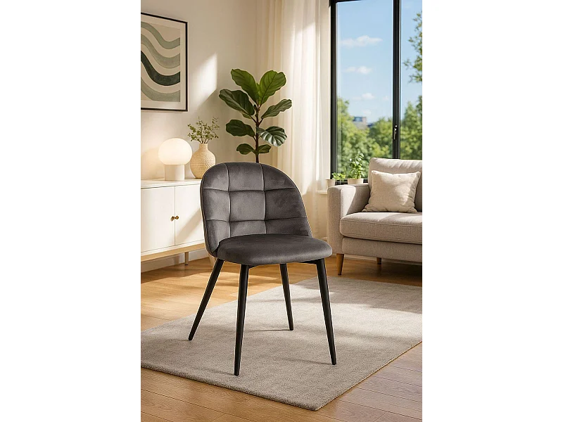 Sillas Comedor - Silla Chal Terciopelo - Gris oscuro