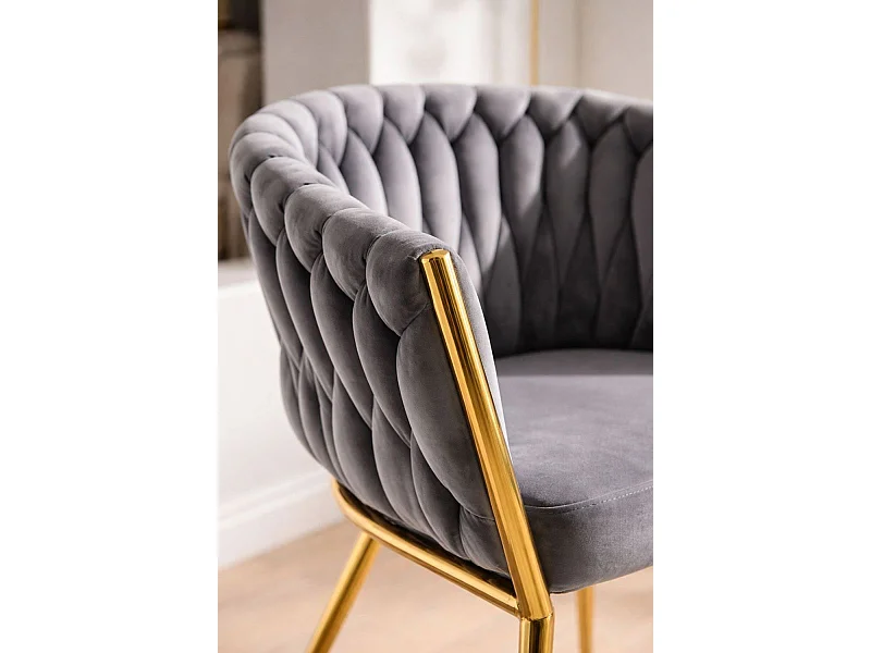 Sillas Comedor - Silla Widny Golden Terciopelo - Gris oscuro