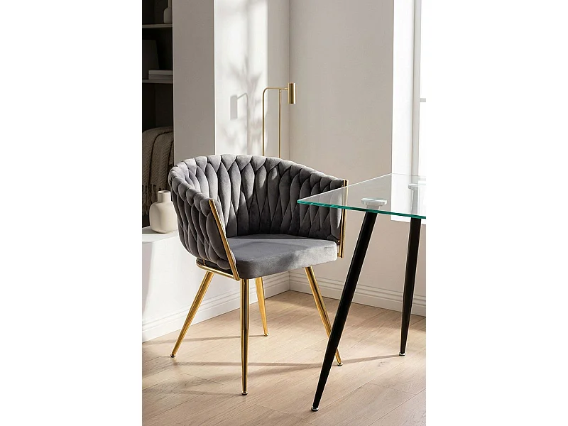 Sillas Comedor - Silla Widny Golden Terciopelo - Gris oscuro