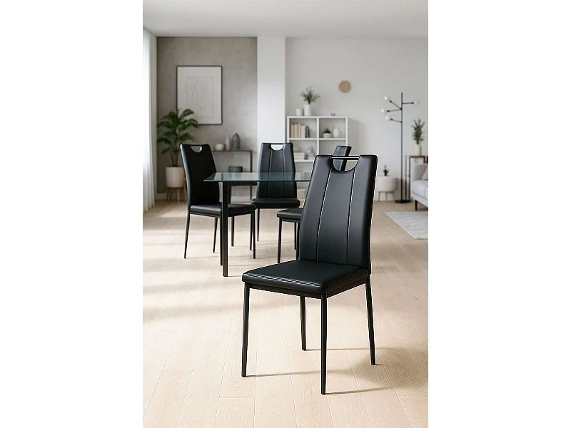 Sillas Comedor - Pack 4 Sillas Risol Polipiel - Negro