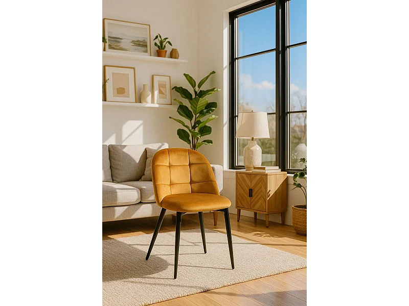 Sillas Comedor - Silla Chal Terciopelo - Mostaza