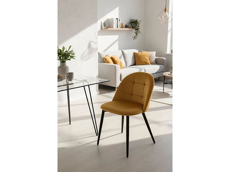 Sillas Comedor - Silla Chal Terciopelo - Mostaza