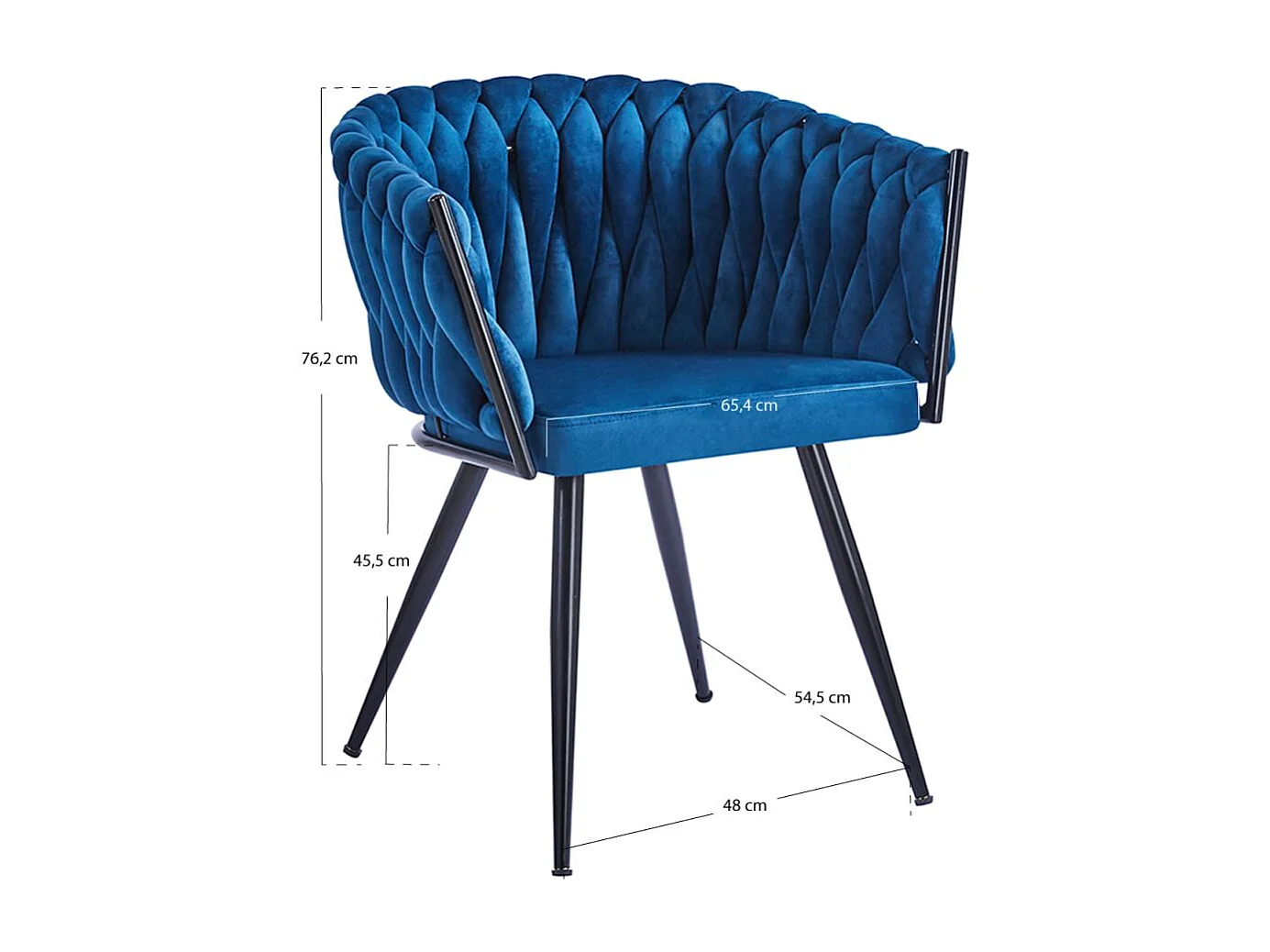 Sillas Comedor - Silla Widny Black Terciopelo - Azul
