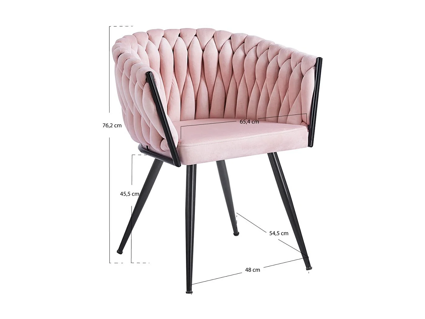 Sillas Comedor - Silla Widny Black Terciopelo - Rosa